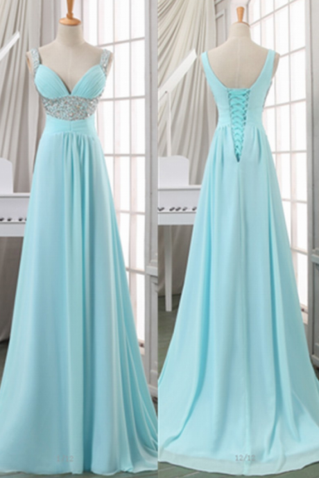 Arrived Prom Dress Sky Blue Prom Dress Light Blue Prom Dress Lace Up Back Prom Dress Straps Prom Dress
