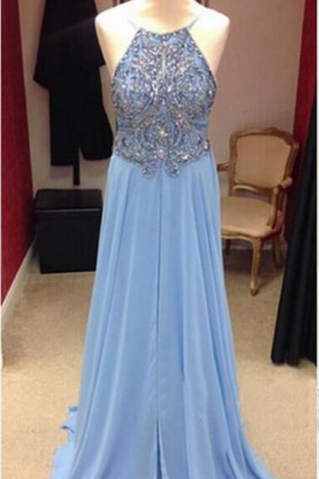 Long Prom Dress, Blue Prom Dress, Prom Dress, Prom Dress With Beading, Prom Dress