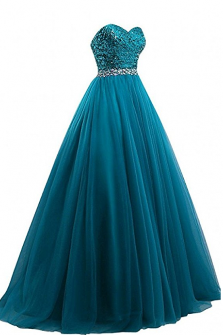 Sparkly Sequin With Crystals Prom Party Military Ball Dress Long