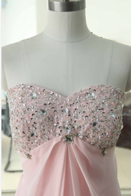 Sexy Prom Dress,strapless Prom Dress,long Prom Dress,chiffion Prom Dress,beautiful Beading Prom Dress,pink Prom Dress,elegant Wowen Dress,party