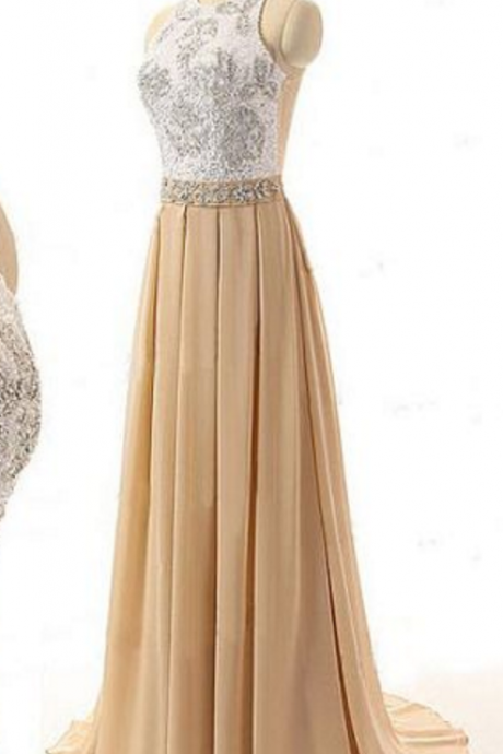 High Quality Prom Dress,round Neck Prom Dress,long Prom Dress,chiffion Prom Dress,beautiful Beading Prom Dress