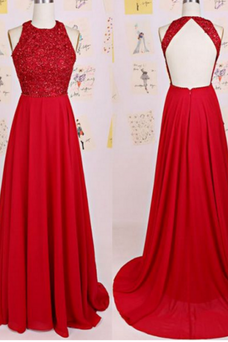 Red Prom Dress,long Prom Dress,backless Prom Dress,high Quality Prom Dress,beautiful Beading Prom Dress