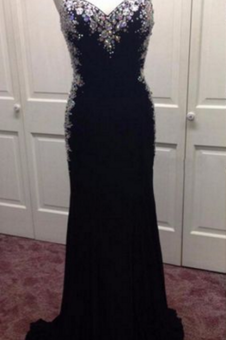 Black Prom Dress,sweatheart Neck Prom Dress,strapless Prom Dress,long Prom Dress,beautiful Beading Prom Dress