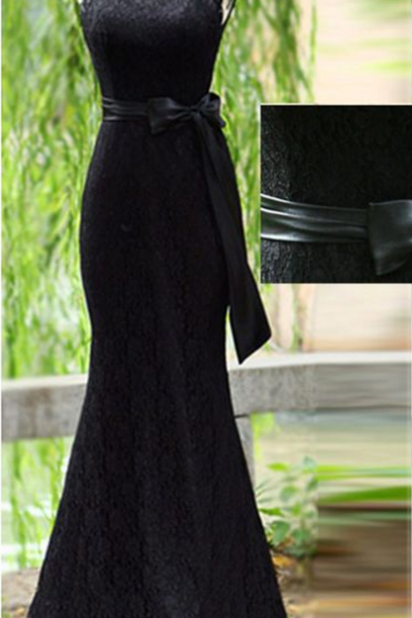 Black Mermeid Prom Dress Elegant Long Evening Dress Fashion Lace Dress Floor Length Prom Dress