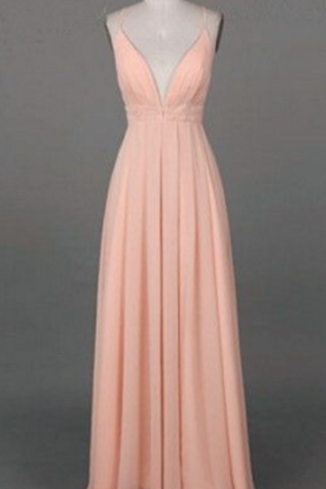 A Pale Pink Ball Gown And A Sleeveless Gown With A Simple Shoulder Strap, Evening Dress.