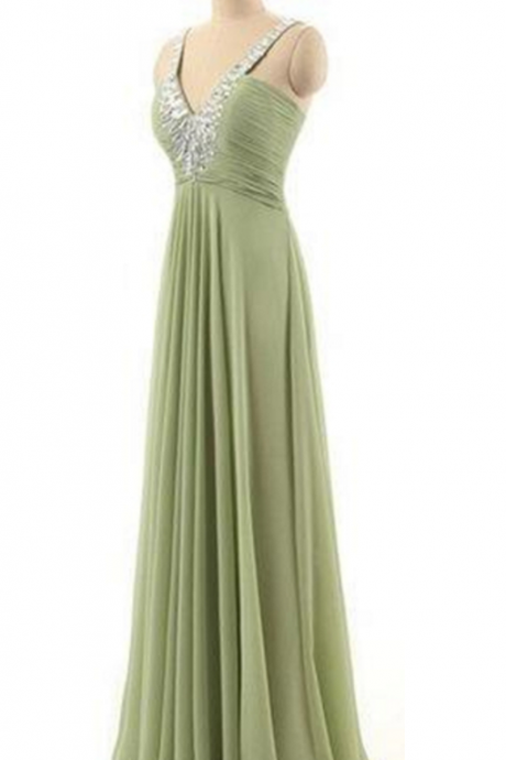 A Lace V-neck Ball Gown And Slit, Evening Dress.