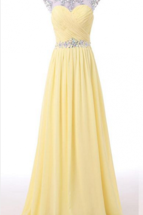 A Pure Sweetheart Neckline With A Yellow Ball Gown, Evening Dress.