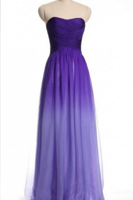 A Purple Strapless Dress With Pleated Corsets And Evening Gowns.
