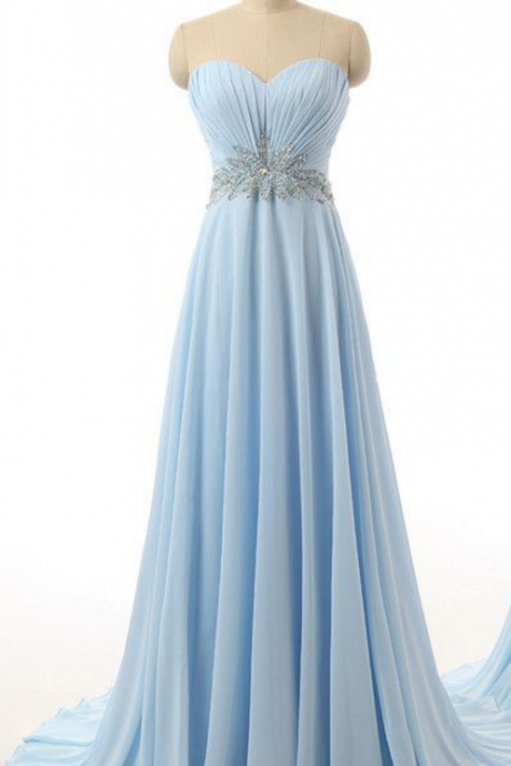 An Elegant Pale Blue Ball Gown, Sexy, Beaded Party Dress, Evening Dress.