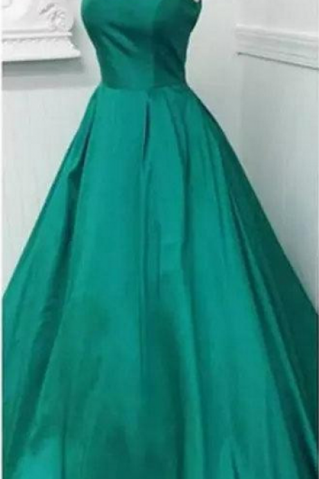 Square Neck Emerald Green Prom Dress