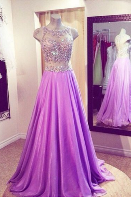 Long Organza Prom Dress With Beaded Illusion Bodice