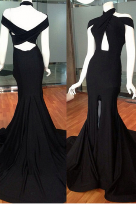 Halter Black Fit To Flare Maxi Fasion Dress