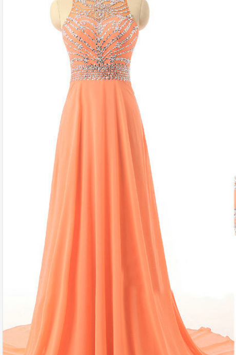 New Arrival Orange Prom Dresses Long Elegant Chiffon Party Evening Dress Robe De Soiree Formal Gowns evening dresses