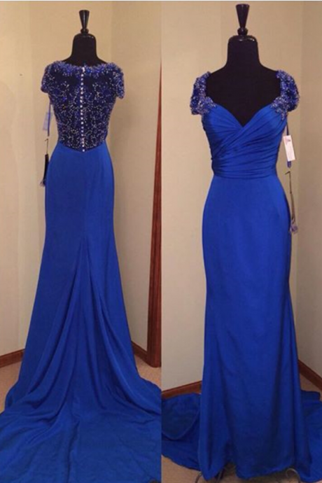 Royal Blue Prom Dresses,royal Blue Prom Dress,beaded Formal Gown,beadings Prom Dresses,evening Gowns,formal Gown For Senior Teens