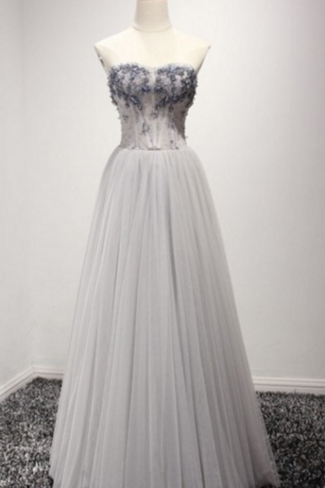 Gray Prom Dresses,tulle Prom Dress Evening Dress