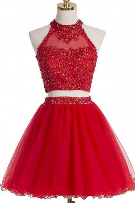 Red Two Pieces Short Party Dress Evening Dresses