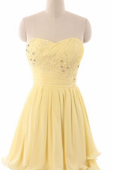 The Real Image Is Not Expensive Short Wedding Dress Line, Yellow Silk Graduated Wedding Gown Cocktail Dress