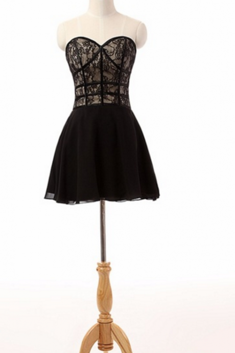 Photo Of The Soie Dessus Line Lace Of The Fine Print Of The Porter Party's Knee Mini Short Style High Black Wedding Cocktail
