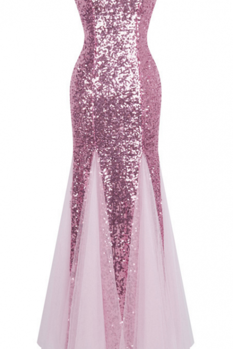 Strapless Sweetheart Sequin Beaded Mermaid Floor-length Prom Dress, Evening Dress