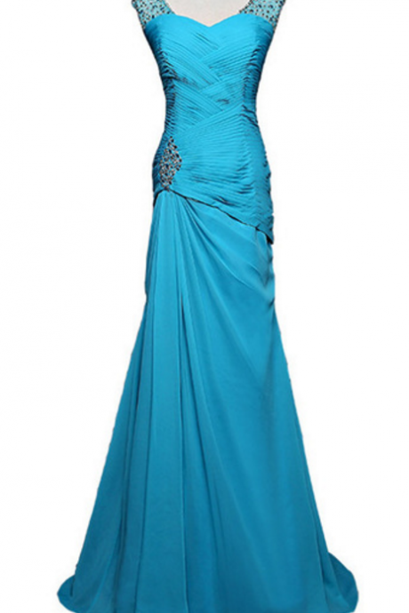 Blue V- the mermaid wedding dress evening silk Cape Town sleeveless women's long pajamas party evening gown party dress