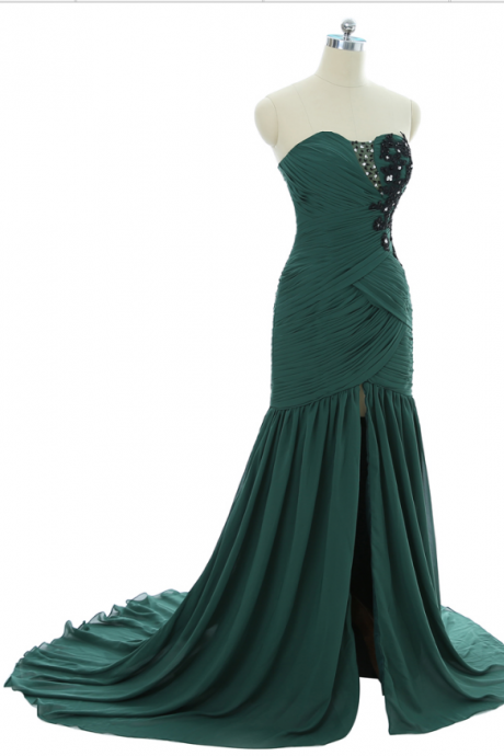 The Green Mermaid Wedding Dress Evening Dress In The Silk Tulle Embroidery Evening Gown Evening Gown