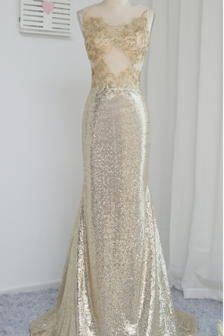 Champagne Foil Perspective Party Dress Mother Party Dress