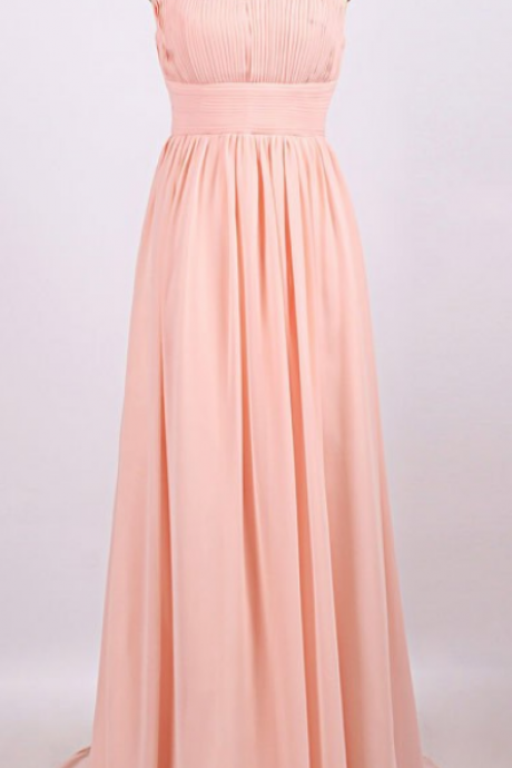 -selling A-line High-neck Long Chiffon Prom Dress With Appliques