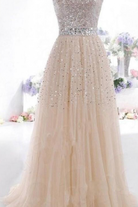 Champagne Sweetheart Sexy Backless Sequined Evening Dresses ,real Photo Sequins Floor Length Long , Party Dresses ,prom Dresses