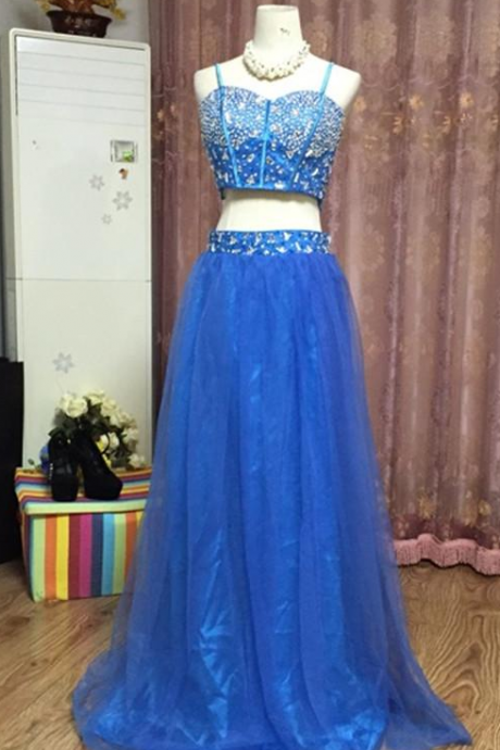 The Prom Dress, The Blue Two-part Dress, A Real Picture, The Dress ，party Dresses