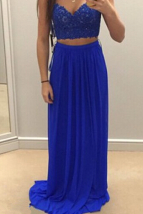 Royal Blue Chiffon Ball Gown, Two Evening Gowns.