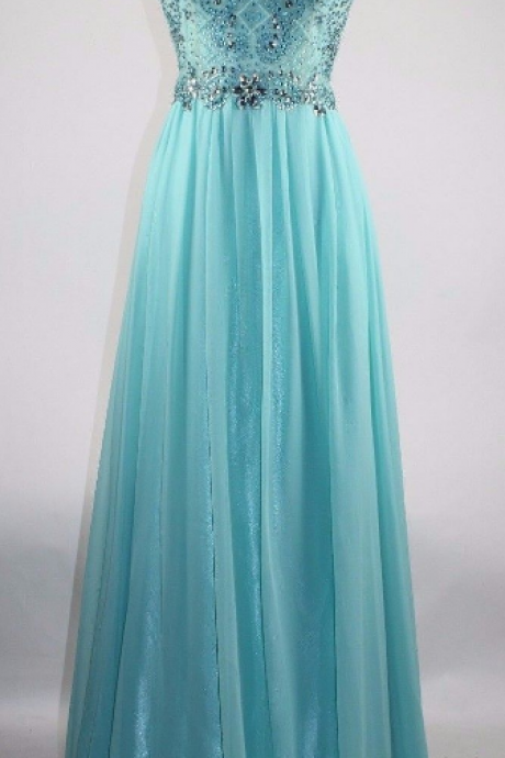 Sexy Prom Dress,blue Prom Dress,open Back Beaded Evening Dress,long Formal Dress,evening Party Dresses