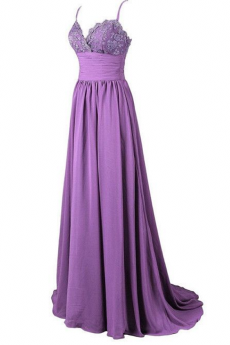 Prom Dresses,party Dresses, Elegant Straps Evening Gowns, Purple Prom Party Dresses, Morden Prom Dresses