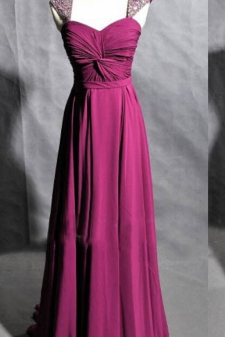 Elegant Purple Prom Dresses,sweetheart Floor Length Prom Dresses,chiffon Prom Dresses,beading Prom Dresses,bridesmaid Dresses