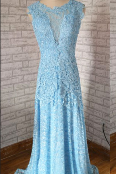 Lace Prom Dress ,light Blue Prom Dress , O Neck Prom Dress , Prom Dress Fast , Prom Dress ,