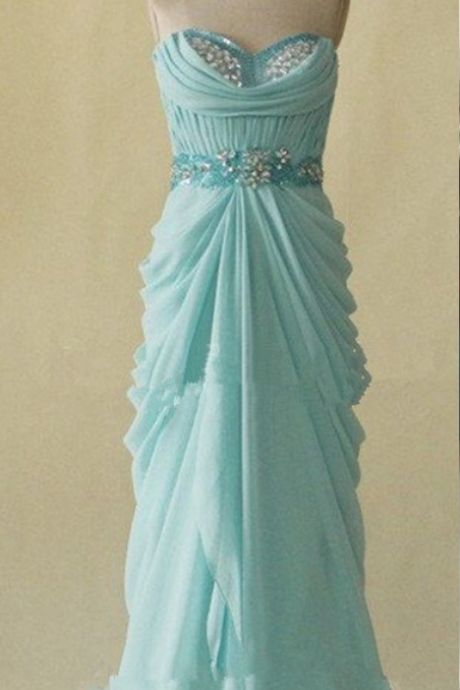 Elegant Blue Long Chiffon Sweetheart Prom Dresses , Prom Dresses 2016, Prom Gown, Custom-made Prom Dress, Evening Gown