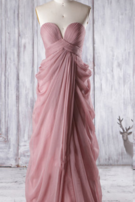 Unique Quartz Bridesmaid Dresses, Sweetheart Bridesmaid Gowns With Gorgeous Ruffles, Chiffon Floor-length Empire Bridesmaid Dresses