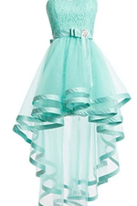Lovely Tulle High Low Mint Green Sweetheart Prom Dresses, Cute Homecoming Dresses, High Low Party Dresses