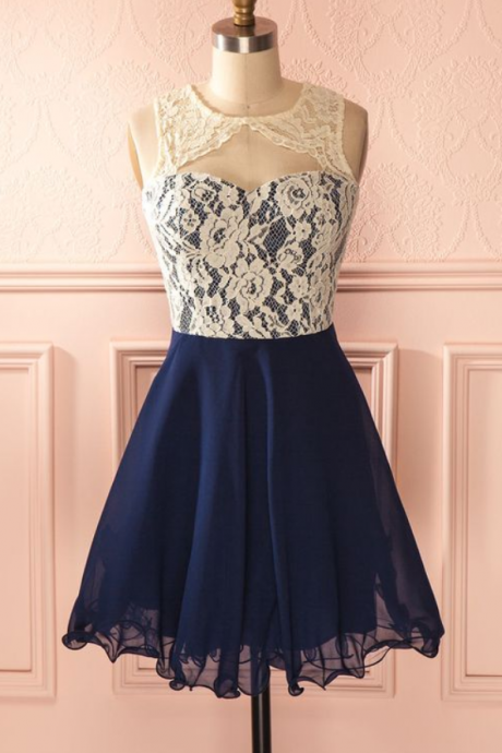 Homecoming Dresses,vintage Prom Dress, Navy Blue Prom Gowns, Mini Short Homecoming Dress,