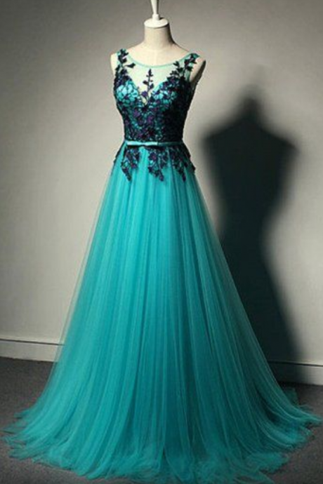 Fashion, Blue Tulle Party Dress, Formal Gown,lace Black Evening Gowns,tulle Formal Gown For Teens
