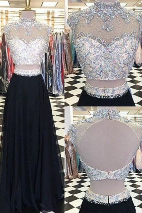 Prom Dress,two Piece Prom Dresses,long Evening Dress,elegant Prom Dresses,floor Length Evening Dress