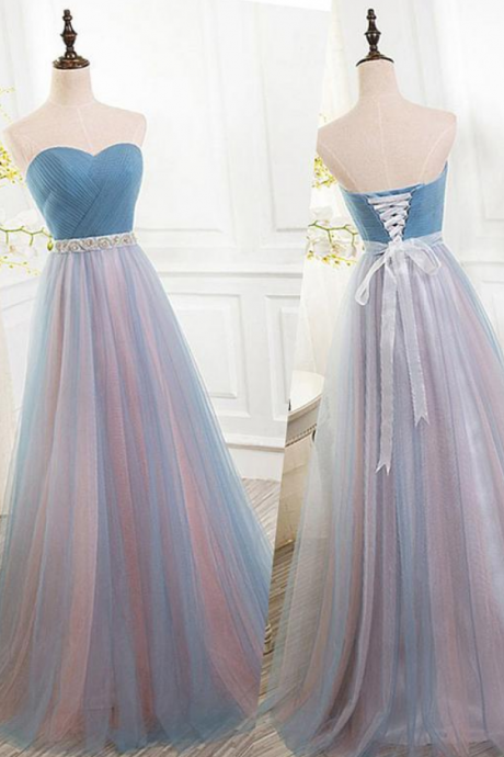Fascinating Tulle Sweetheart Neckline A-line Evening Dresses With Rhinestones & Belt
