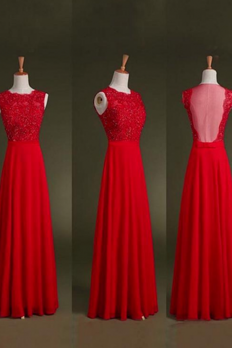 Chic Chiffon & Tulle Jewel Neckline Floor-length A-line Prom Dress