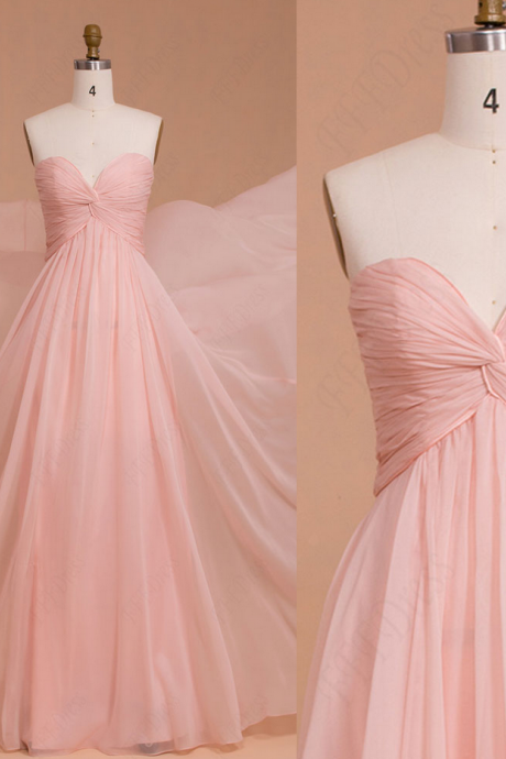 Chiffon Bridesmaid Dress, Sweetheart A Line With Ruffles Prom Dresses, Long Simple Formal Dresses