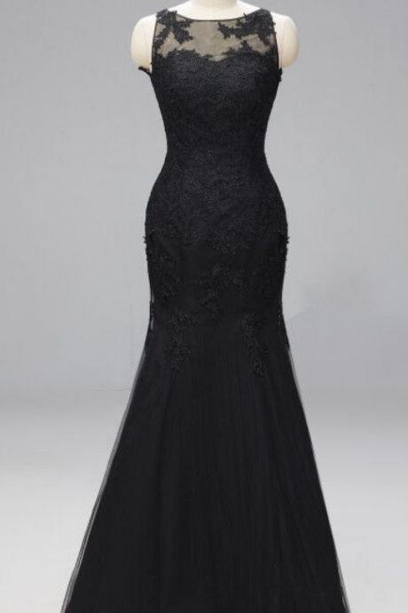 Long Sleeveless Evening Dress Mermaid Party Dress Black Prom Dress