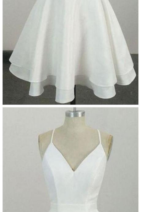 Stylish Dress Simple A Line White Homecoming Dress,Cute Short Prom Dress