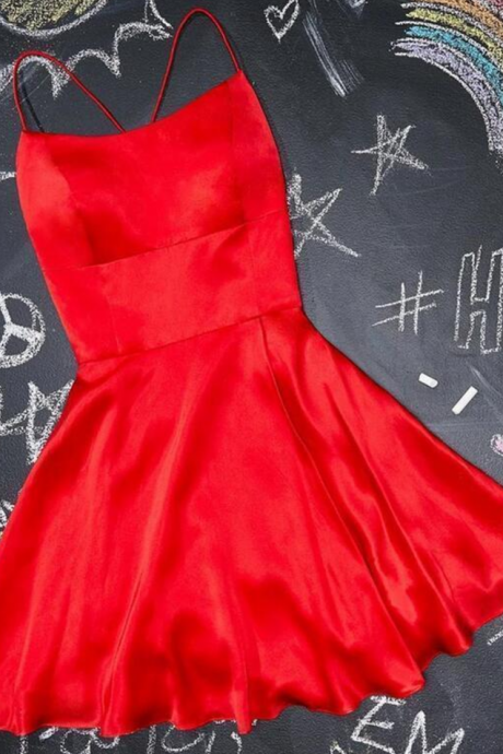 Stylish Dress Modest Straps Red Short Homecoming Dress, Wedding Dance Dress