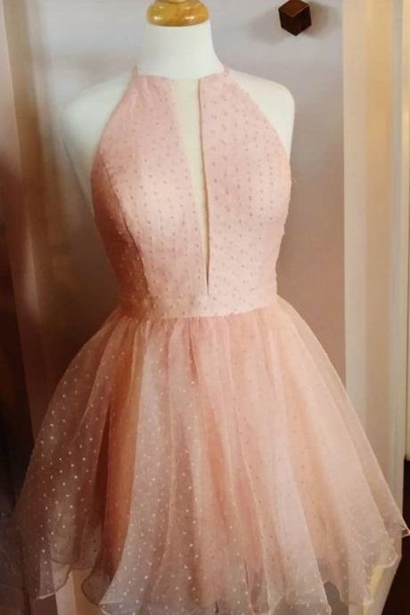 Cute Pink Short Homecoming Dress, Sleeveless Party Gown
