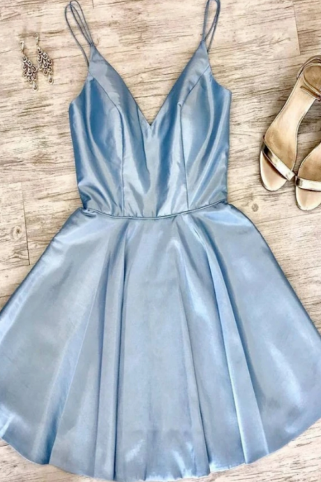 Cute A-line Fashion Dress Short Blue Homecoming Dress