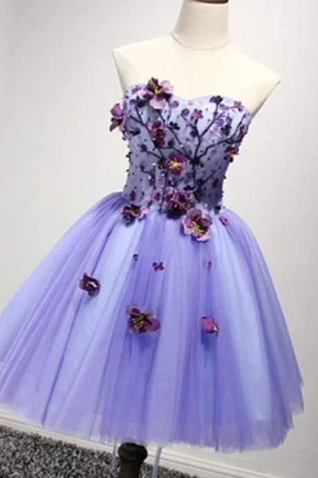 Sweetheart Flowers Homecoming Dress, Chic Short Prom Dress