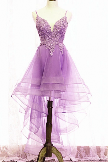 Homecoming Dress, High Low Straps Prom Dress